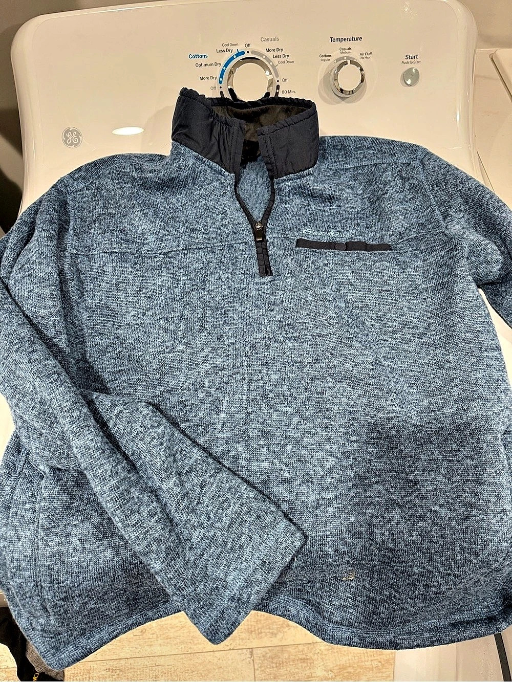 Eddie Bauer Men's Half-Zip Performance Fleece Blue & Gray Medium